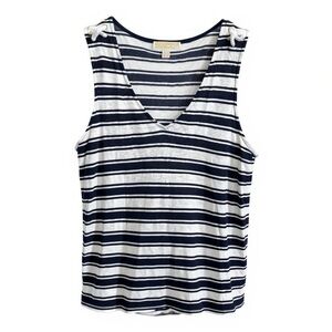 Michael michael Kors Navy Striped Sleeveless Linen Top